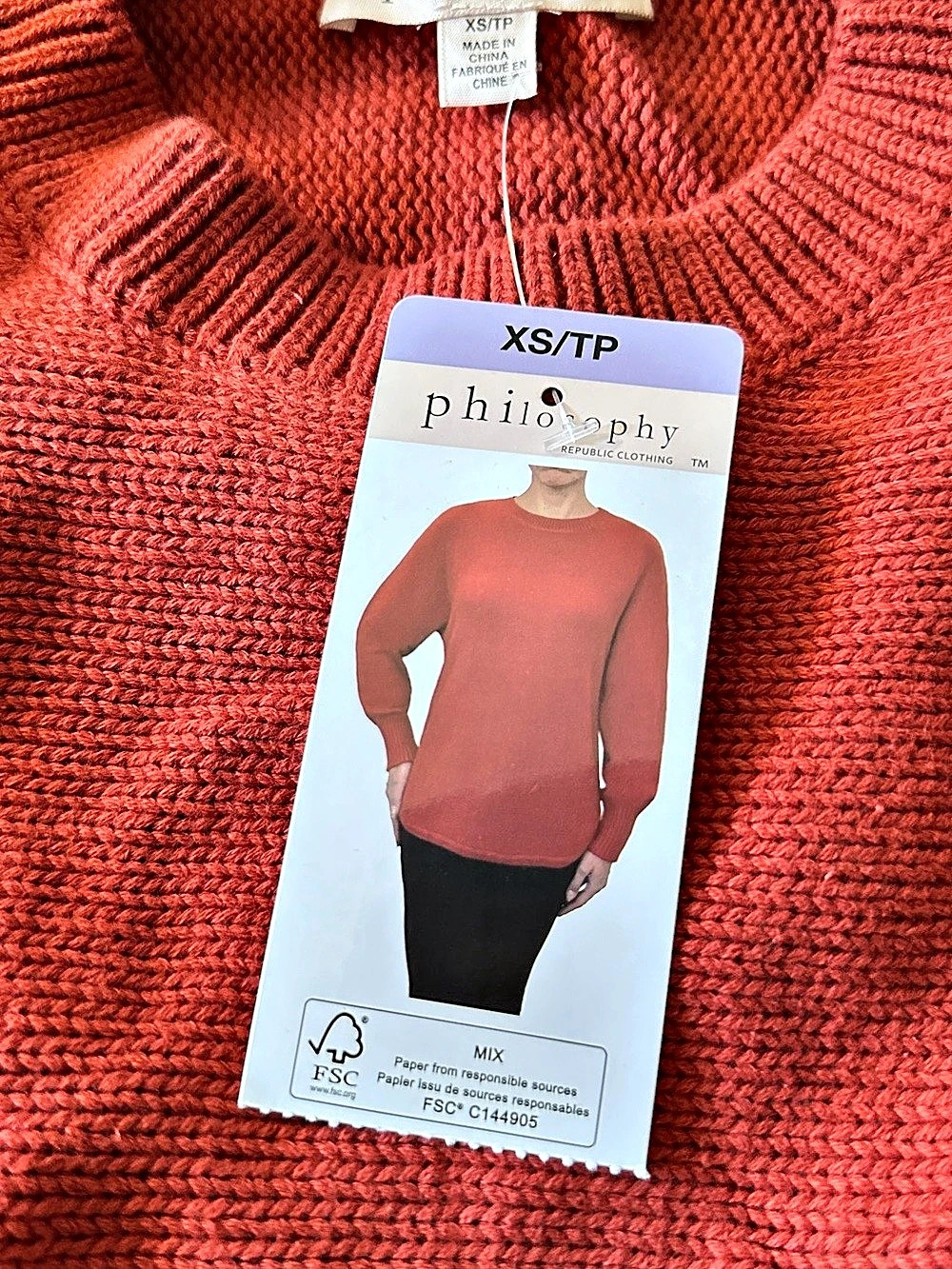 Philosophy Republic Clothing Red Knit Sweater Size XS NWT